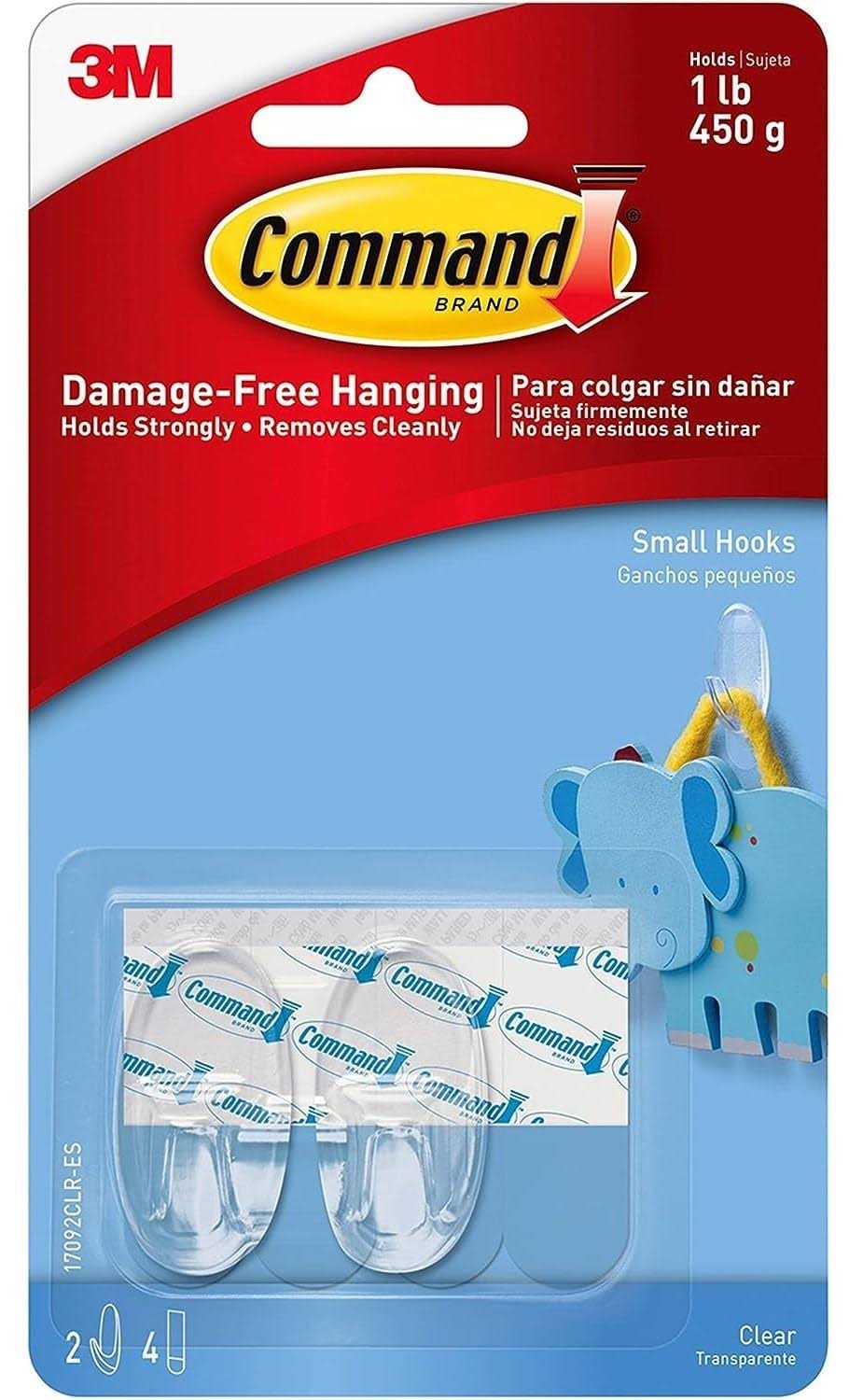 Command 1 lb Capacity Oval Hooks, Indoor Use, Small (17092CLR-ES)