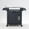 Deluxe 30IN Outdoor Rolling Grill Cook Station, Bar Table with Patio Storage Cabinet and Outdoor Dining Table, Black