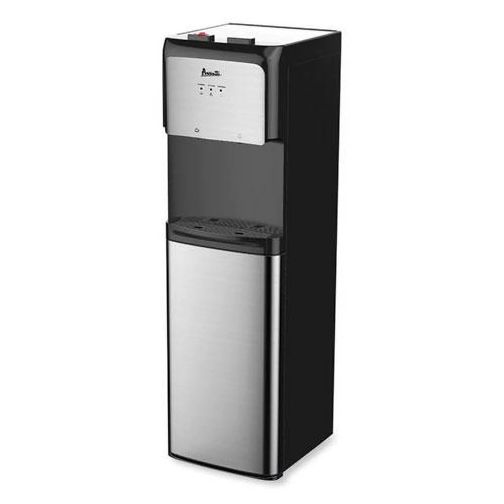 Avanti Bottom Loading Water Dispenser with UV Light, 3 to 5 Gal, 41.25 H, Black/Stainless Steel