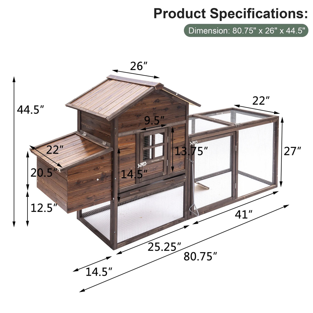 Gaildon Large Removable Chicken Coop for 4 - 5 Chickens, with 2 Story Poultry Cage, Nesting Box, Pull Out Trays, Brown