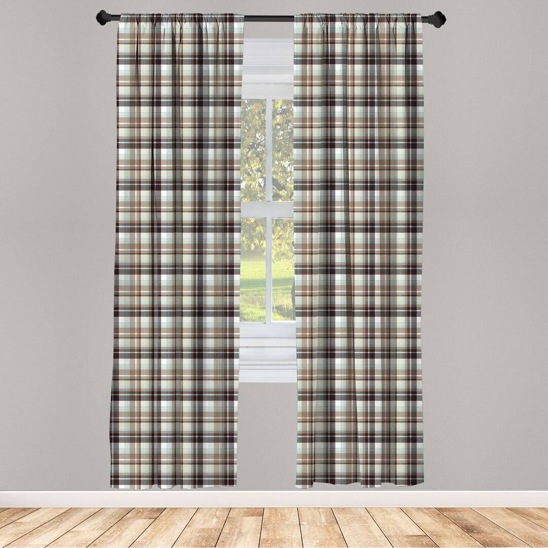 Plaid Semi-Sheer Rod Pocket Curtain Panels (Set of 2) East Urban Home Size per Panel: 28" x 63"
