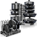 KOMFORA Pots and Pans Organizer Under Cabinet - 8-Tier Adjustable Pan Organizer Rack for Cabinet - Heavy-Duty Pot & Pan Organizer - Perfect to Store