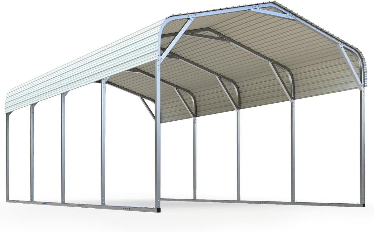 Quictent 12x20 Ft Metal Roof Carport Kits Hard Top Garage Heavy Duty Steel Car Canopy