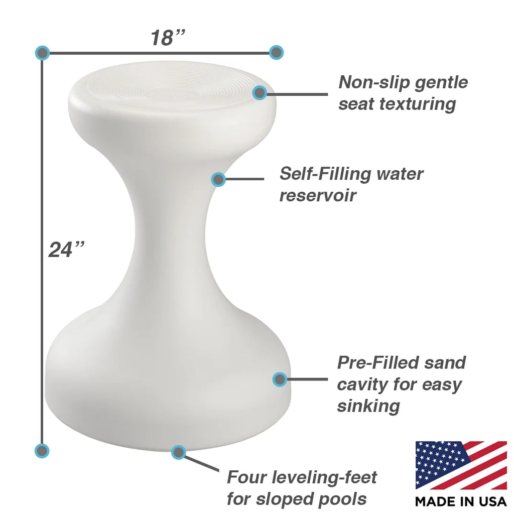 Dunn - Rite Products Made in USA Submersible Swim up Pool Stools for Underwater Use, Bar Stool for Inside Pool and Patio Deck Seating, 24 in (1 Stool)