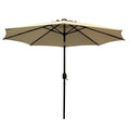 Sun Ray - 9' Round Solar Lighted Umbrella - Steel - 8Rib - Taupe