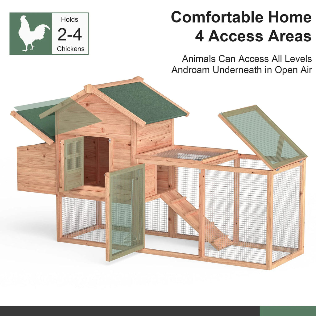 Gaildon Large Removable Chicken Coop for 4 - 5 Chickens, with 2 Story Poultry Cage, Nesting Box, Pull Out Trays, Brown