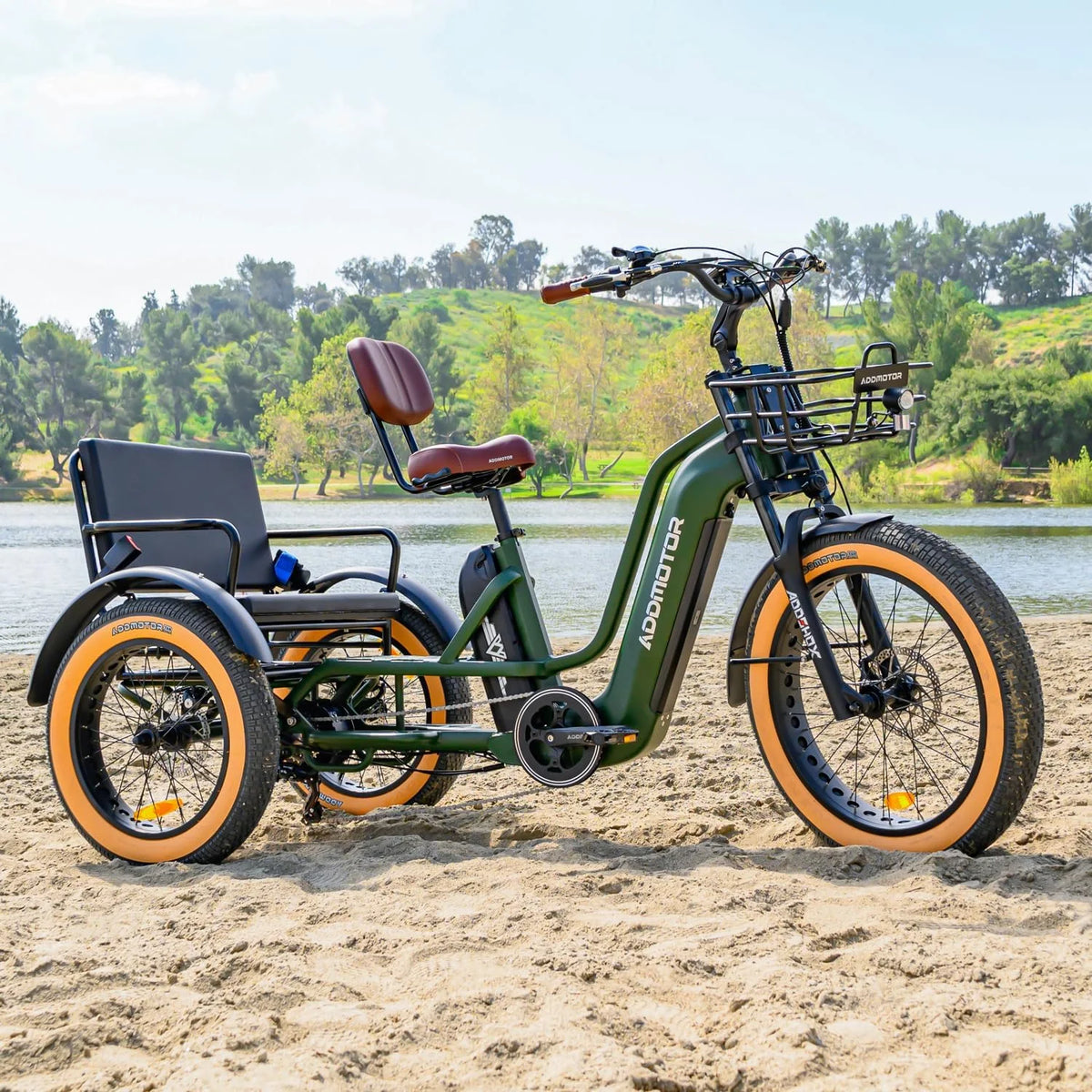 ADDMOTOR GREATTAN L Electric Trike for Adults, 750W Rear Motor Electric Trike with Passenger Seat, 65/130mi 20/40AH 48V, Dual - Battery System 2 Seater Electric Tricycle, Parking Brake, Differential
