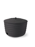 Matte Black Ribbed Hose Pot with Lid 8611991