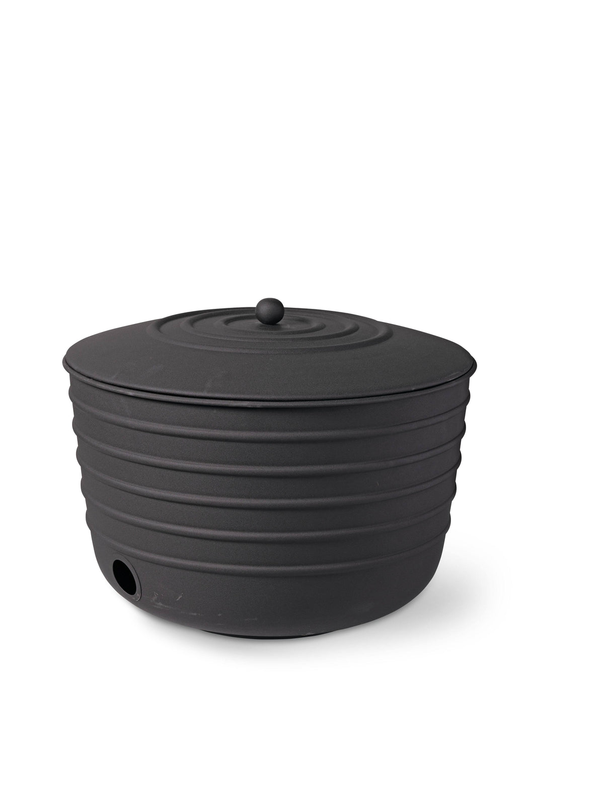 Matte Black Ribbed Hose Pot with Lid 8611991