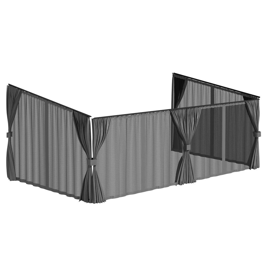 AECOJOY Outdoor Gazebo Privacy Curtains & Mosquito Netting with Zipper, Replacement Universal 4-Panel Sidewalls