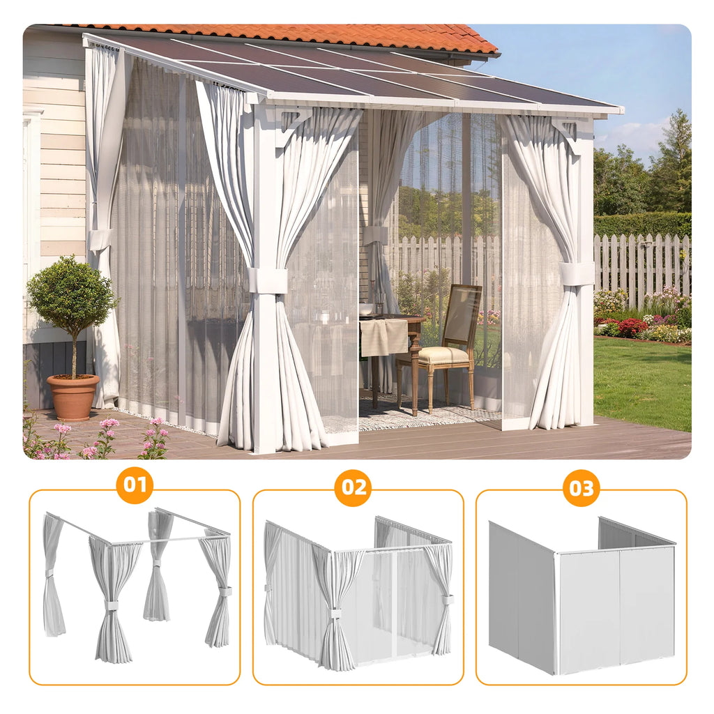 AECOJOY Outdoor Gazebo Privacy Curtains & Mosquito Netting with Zipper, Replacement Universal 4-Panel Sidewalls