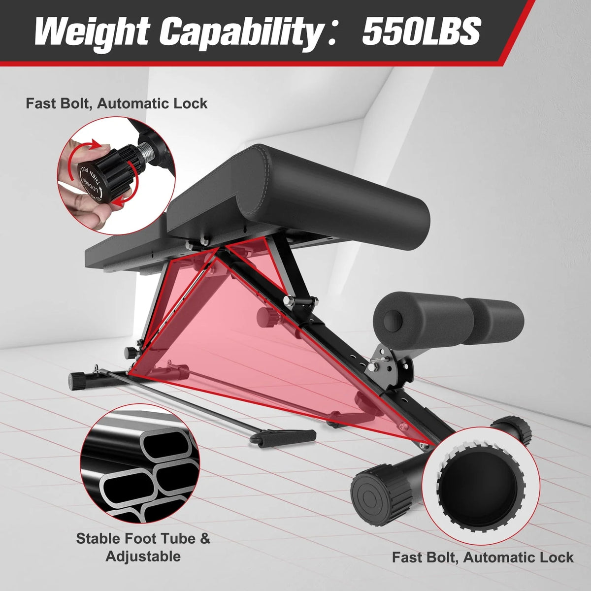 VIGBODY Adjustable Weight Bench Foldable Workout Bench for Home Gym 550 lb, Black