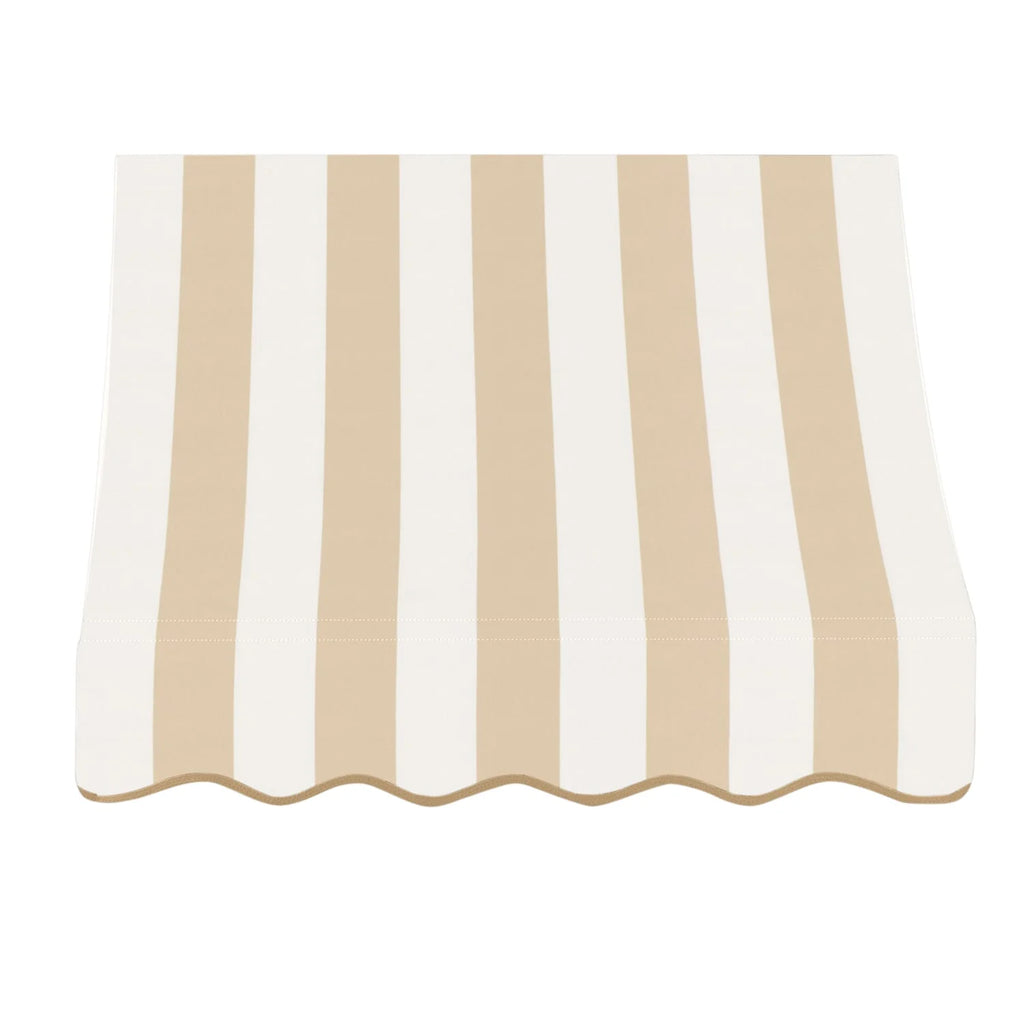Awntech 3.38 Ft Nantucket Curved Slope Fixed Awning Canopy (40.5in x 31in x 24in), Linen/White Stripe