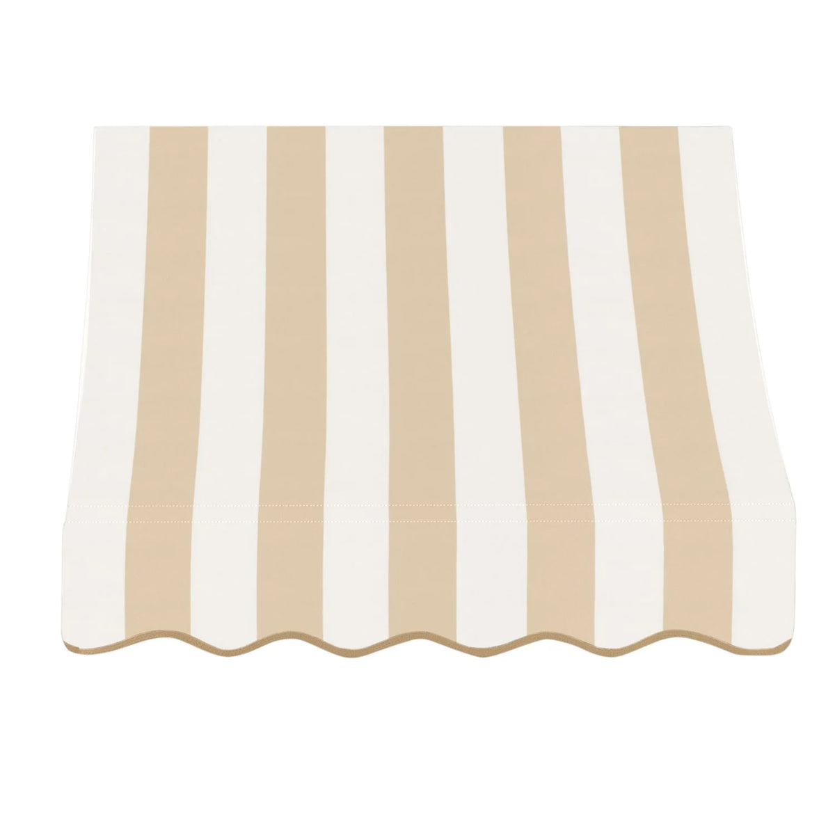 Awntech 3.38 Ft Nantucket Curved Slope Fixed Awning Canopy (40.5in x 31in x 24in), Linen/White Stripe