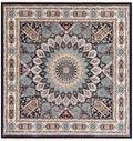 Nain Design 6 ft Square Navy Blue Geometric Area Rug