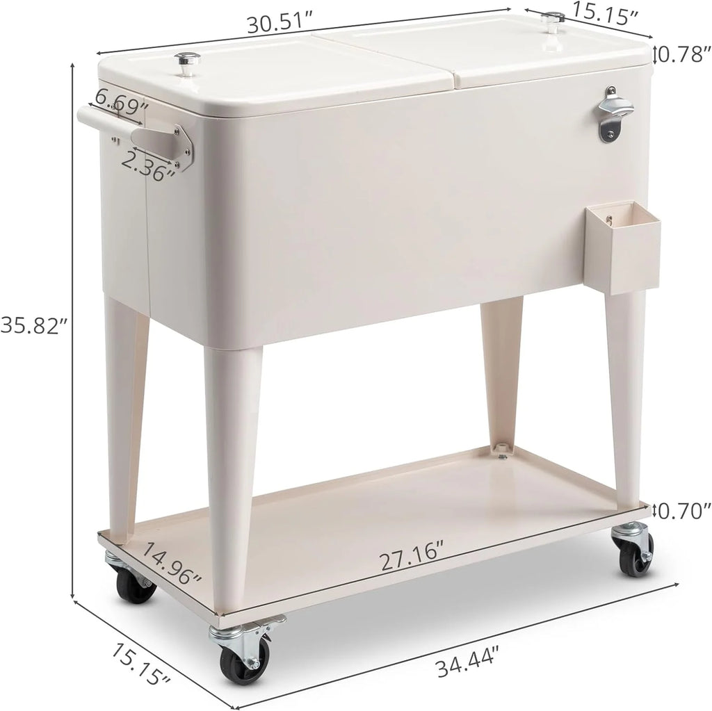 HEYWU 80 Quart Ice Chest Water Cooler with Bottle Opener, Milk White