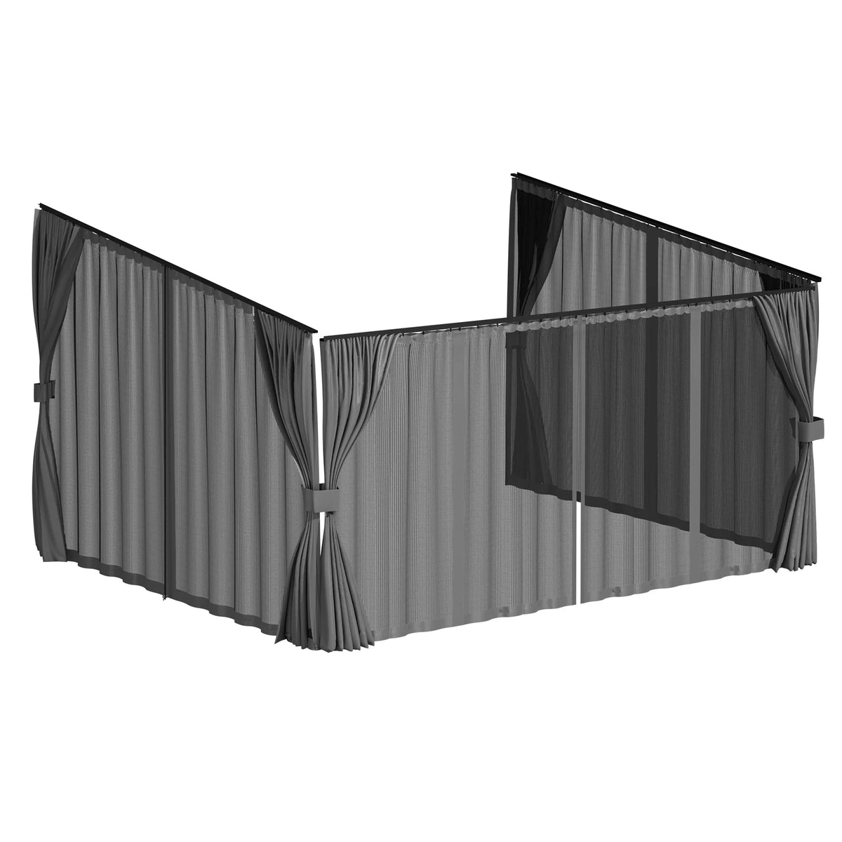 AECOJOY Outdoor Gazebo Privacy Curtains & Mosquito Netting with Zipper, Replacement Universal 4-Panel Sidewalls
