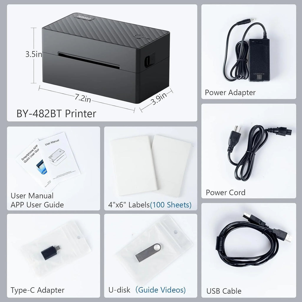 PEDOOLO Bluetooth 4x6 Thermal Shipping Label Printer