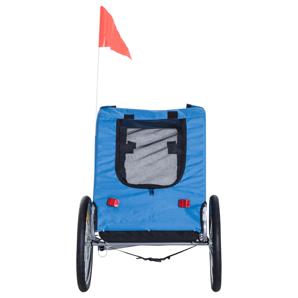 PawHut Fahrradanhänger bis 20kg Universalkupplung Sicherheitsanker Reflektor Stahl Blau+Schwarz