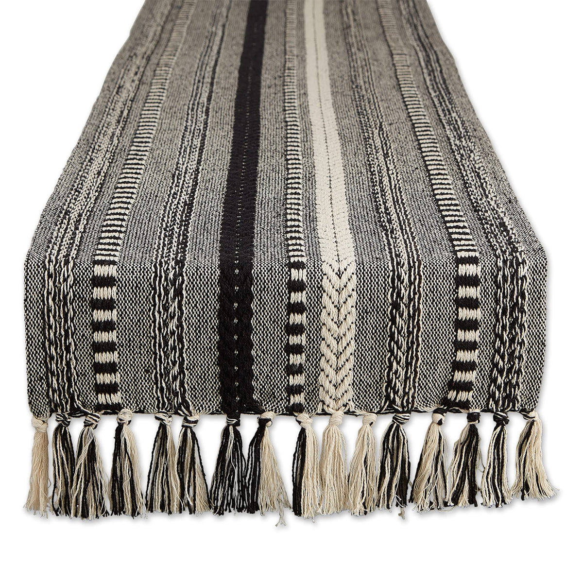 DII Black Braided Stripe Table Runner