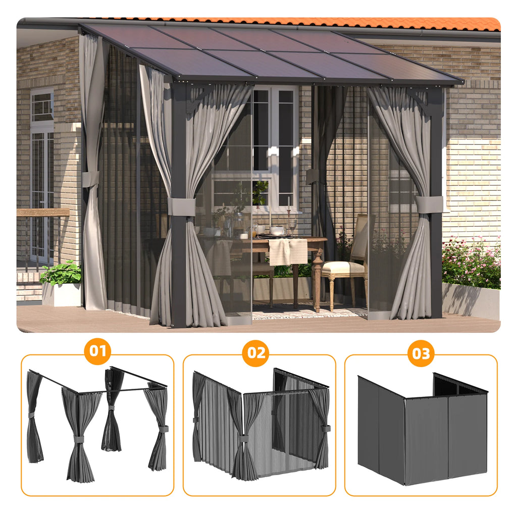 AECOJOY Outdoor Gazebo Privacy Curtains & Mosquito Netting with Zipper, Replacement Universal 4-Panel Sidewalls