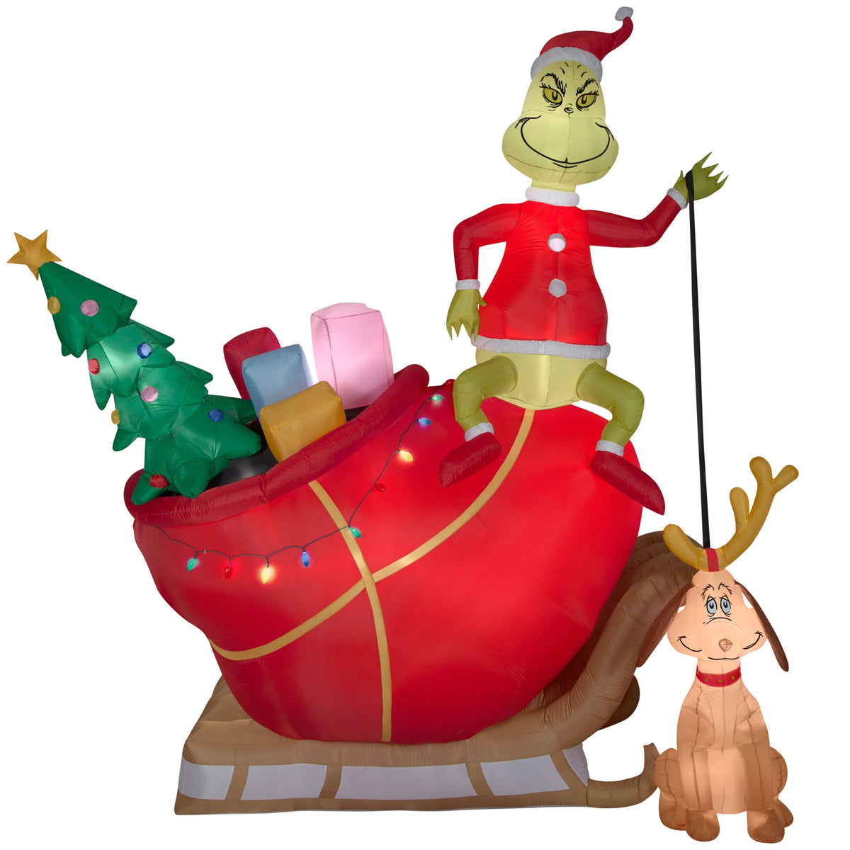 Airblown Grinch and Max in Sleigh Colossal Scene 118" Inflatable