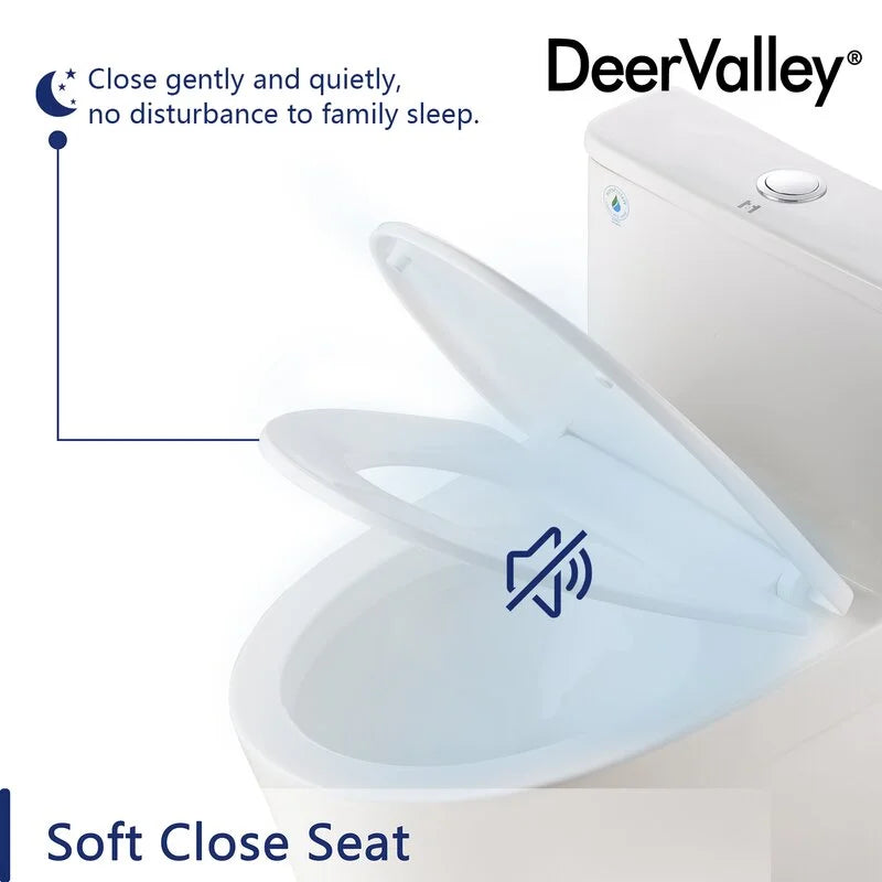 Deervalley Symmetry DV - 1F52807 One Piece Toilets 1.28 GPF Single Flush Elongated Toilet, Ceramic Compact Toilet in White