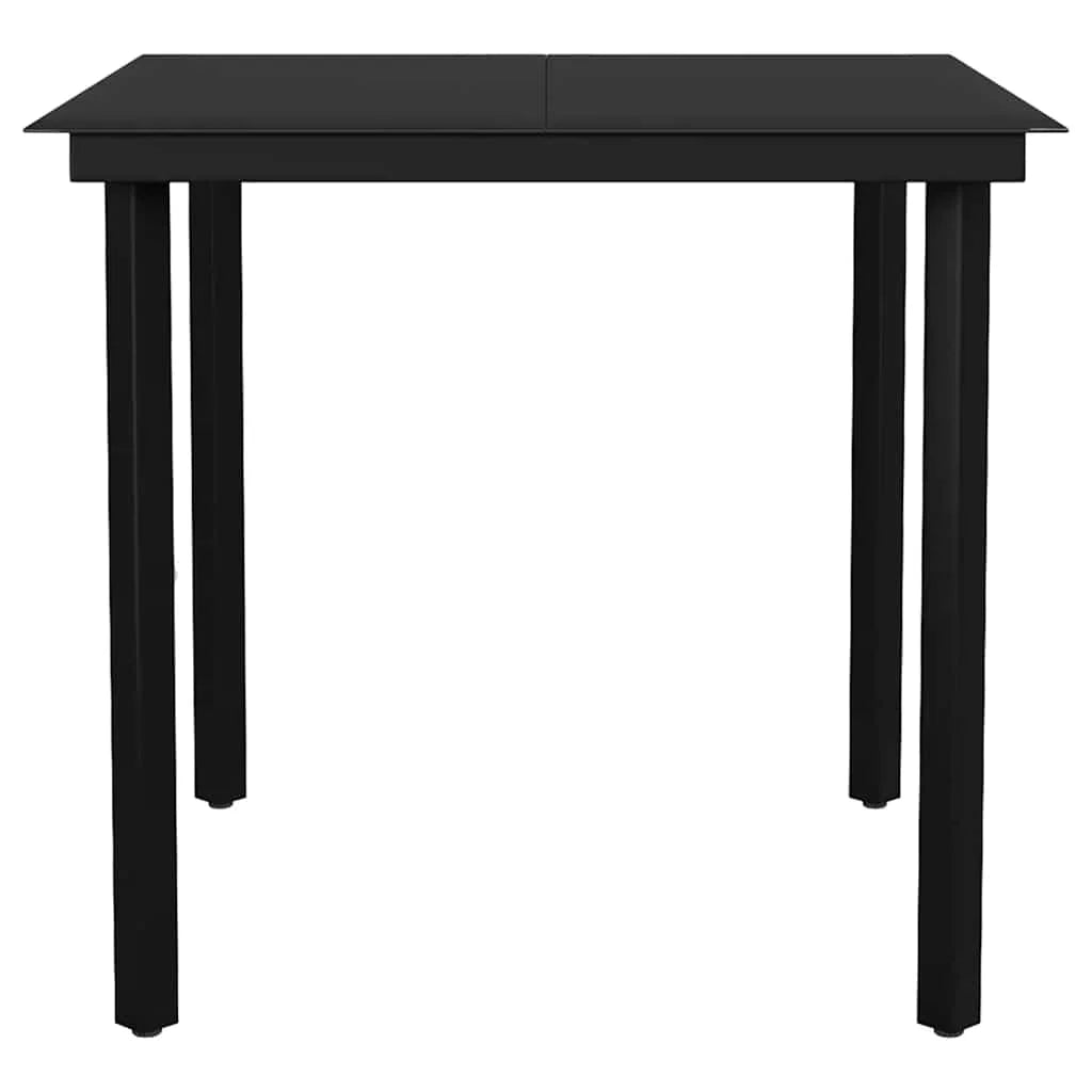 Vidaxl 7 Piece Patio Dining Set with Cushions Black Poly Rattan Glass