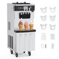 Garvee Commercial Ice Cream Machine 3 - Flavor Floor Soft Serve Yogurt Maker 5.8 - 8gal/H Yield with 2*7 L Hoppers & 2*1.8 L Cylinders