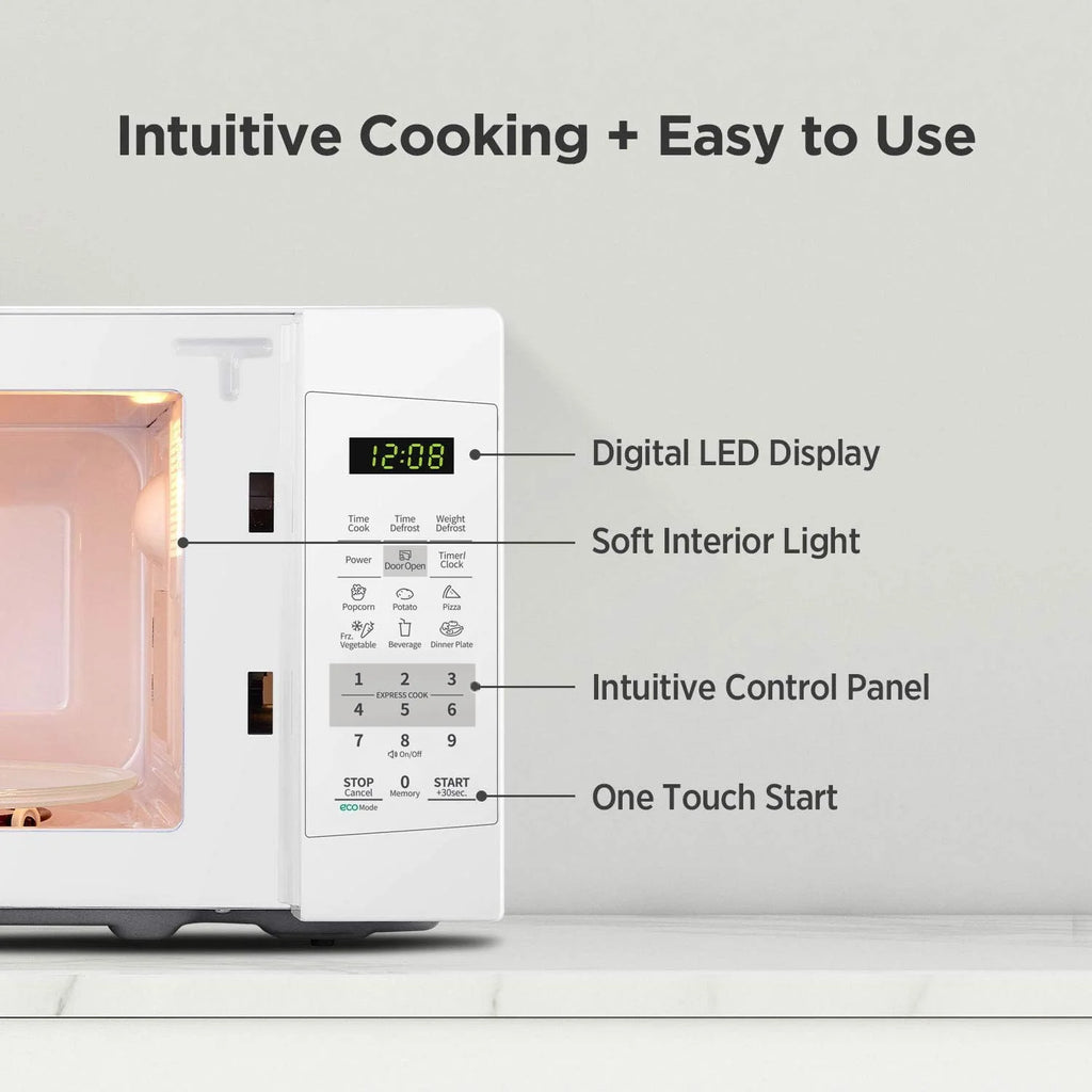 Countertop Microwave with Sound on/Off, Eco Mode, and Convenient One - Touch Button, 0.7 Cubic Foot, White