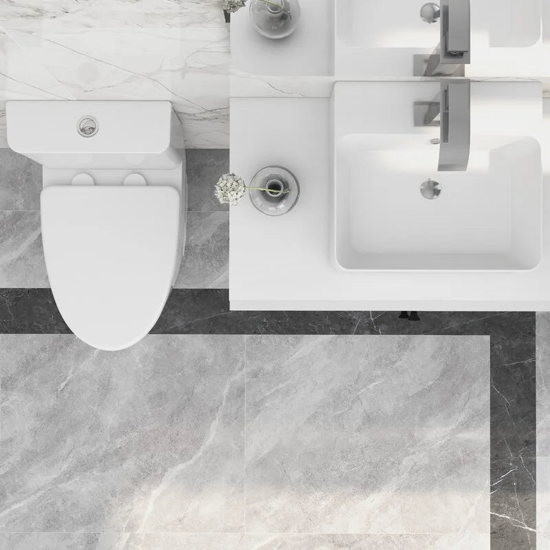 Deervalley Symmetry DV - 1F52807 One Piece Toilets 1.28 GPF Single Flush Elongated Toilet, Ceramic Compact Toilet in White