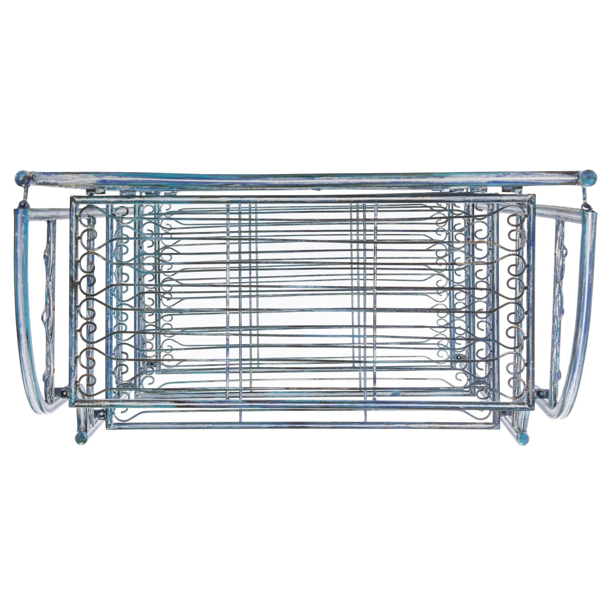 Safavieh Amaris Victorian Wrought Iron 4 - Tier Outdoor Bakers Rack. - 25 In. W x 15 In. D x 63 In. H Antique Blue