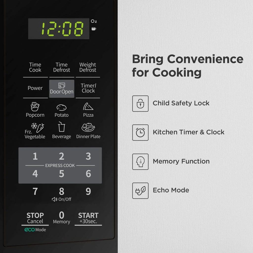 Countertop Microwave with Sound on/Off, Eco Mode, and Convenient One - Touch Button, 0.7 Cubic Foot, White