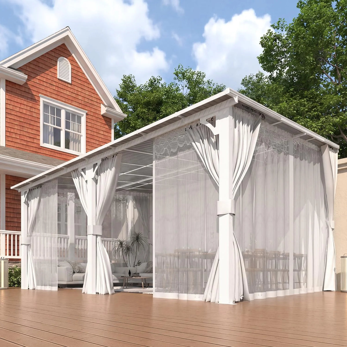AECOJOY Outdoor Gazebo Privacy Curtains & Mosquito Netting with Zipper, Replacement Universal 4-Panel Sidewalls
