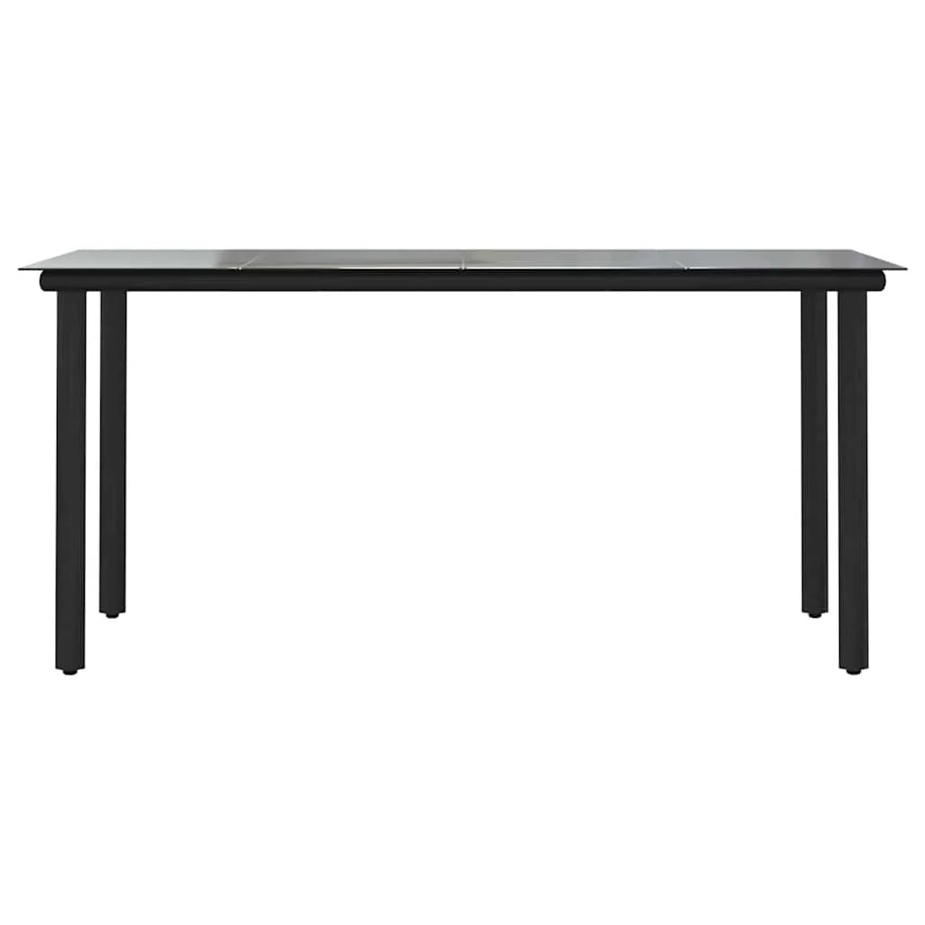Vidaxl 7 Piece Patio Dining Set with Cushions Black Poly Rattan Glass