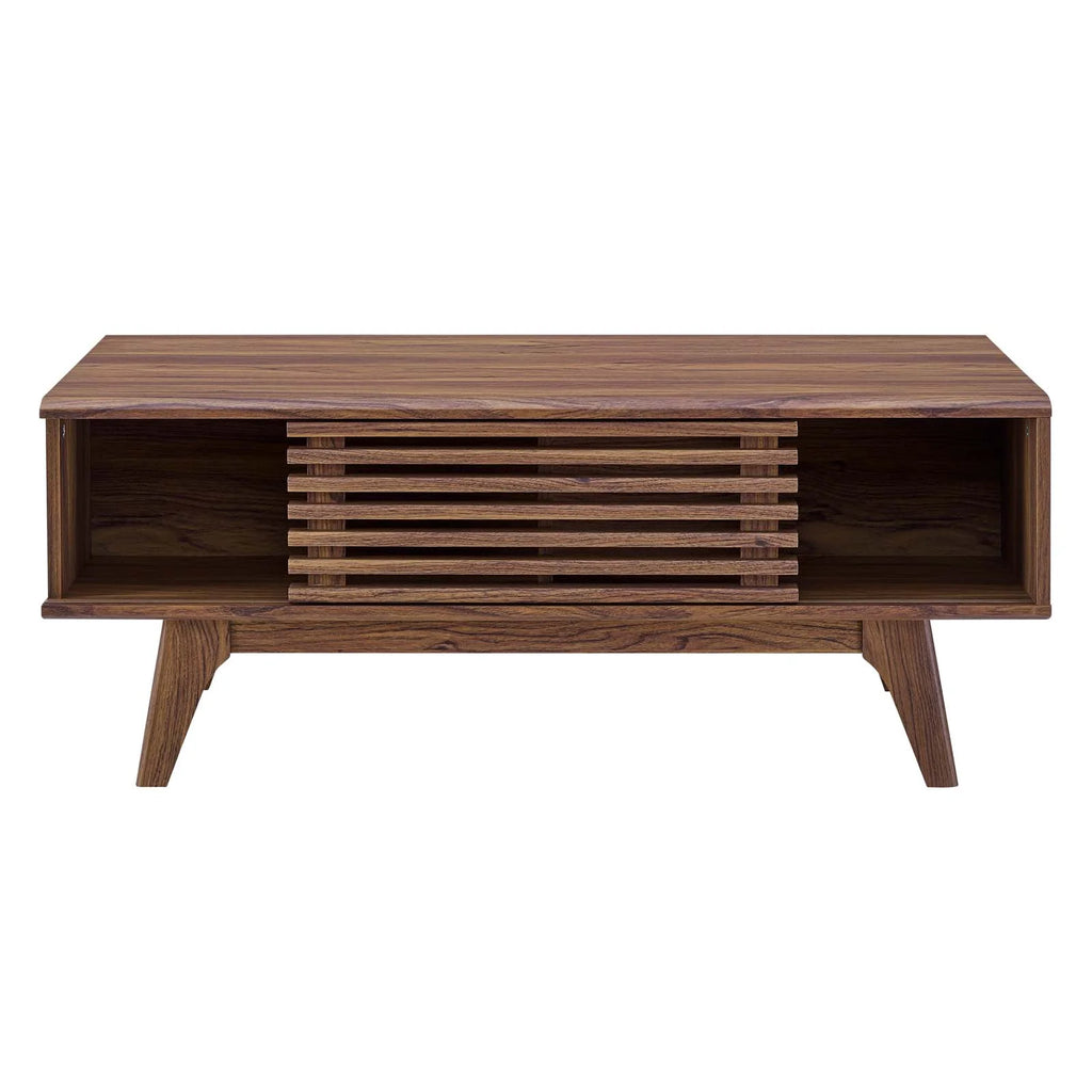 Coffee Table, Wood, Brown Walnut, Modern Contemporary Urban Design, Living Lounge Room Hotel Lobby Hospitality