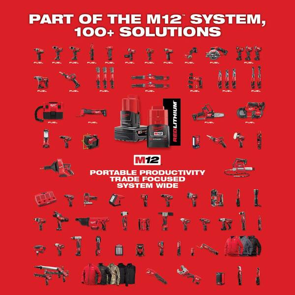 M12 FUEL 12V Lithium-Ion High Speed 3/8 in. Ratchet w/ (1) 1/4 in. Right Angle and (1) 1/4 in. Straight Die Grinder