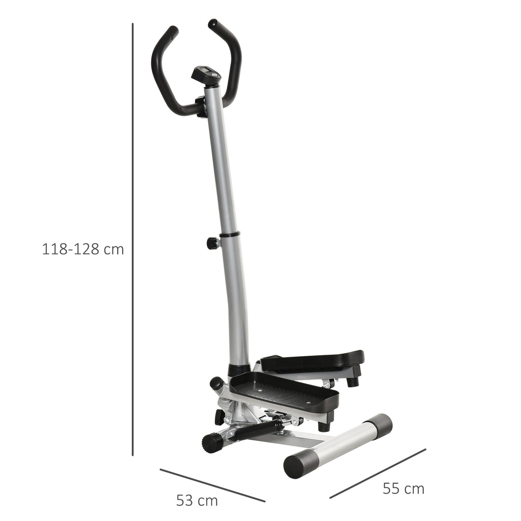 HOMCOM Stepper Heimtrainer für Zuhause mit LCD-Bildschirm einstellbare Geschwindigkeit Metall ABS 55 x 53 x 118-128 cm