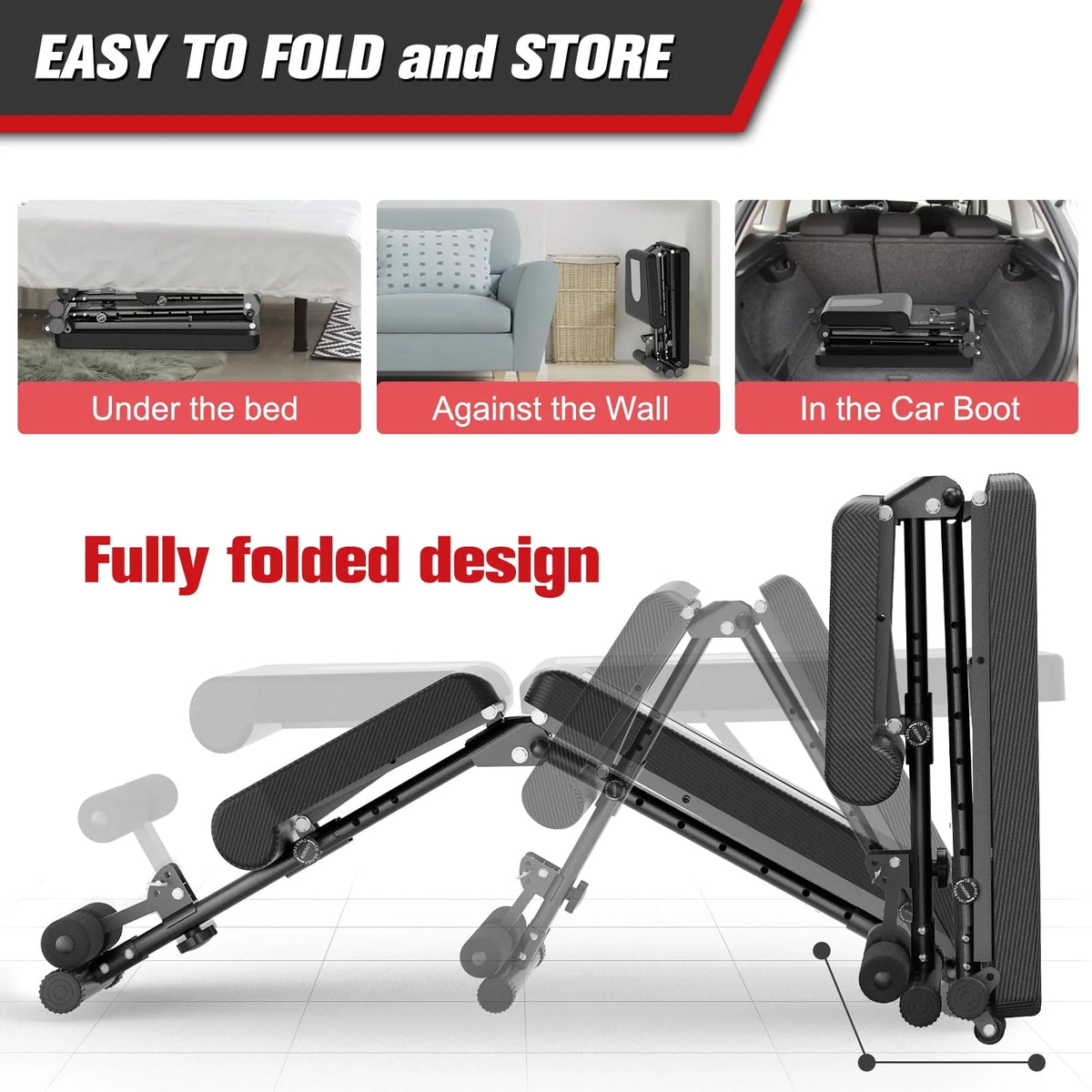 VIGBODY Adjustable Weight Bench Foldable Workout Bench for Home Gym 550 lb, Black