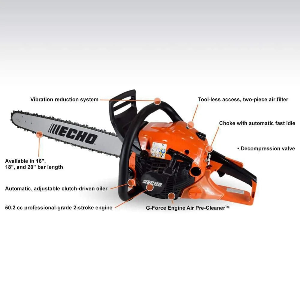 ECHO 20 In. 50.2 Cc 2 - Stroke Gas Rear Handle Chainsaw