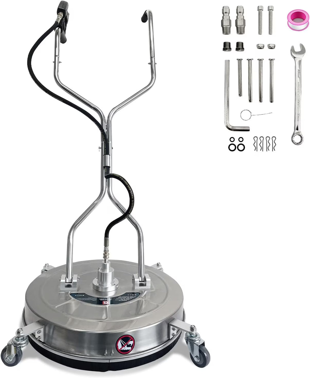 Garvee 24" Pressure Washer Surface Cleaner with Dual Handles - Stainless Steel, 4 - Wheel Design for Driveways, Sidewalks, Curbs, Decks, & Patios - 4900 PSI, High - Efficiency Cleaning Accessory