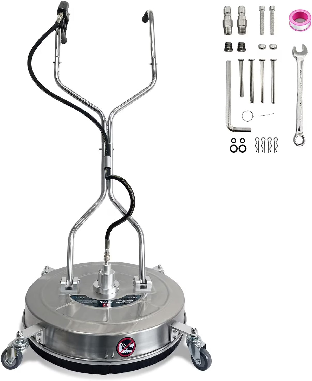 Garvee 24" Pressure Washer Surface Cleaner with Dual Handles - Stainless Steel, 4 - Wheel Design for Driveways, Sidewalks, Curbs, Decks, & Patios - 4900 PSI, High - Efficiency Cleaning Accessory