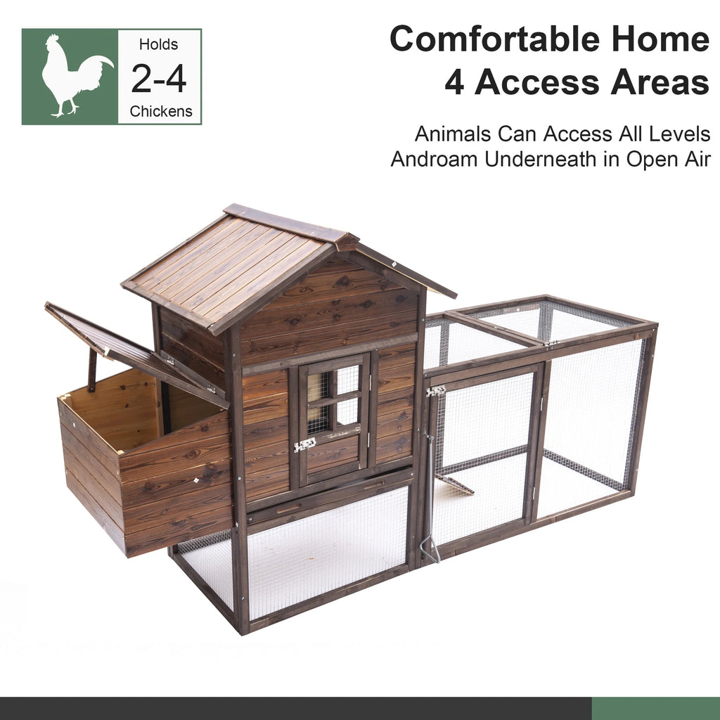 Gaildon Large Removable Chicken Coop for 4 - 5 Chickens, with 2 Story Poultry Cage, Nesting Box, Pull Out Trays, Brown