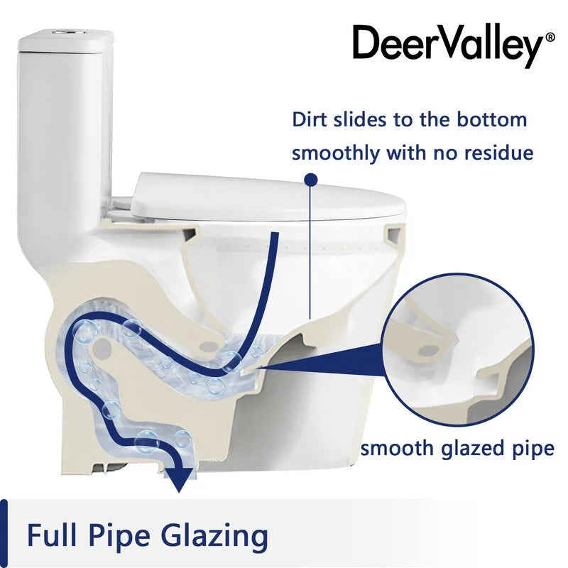 Deervalley Symmetry DV - 1F52807 One Piece Toilets 1.28 GPF Single Flush Elongated Toilet, Ceramic Compact Toilet in White