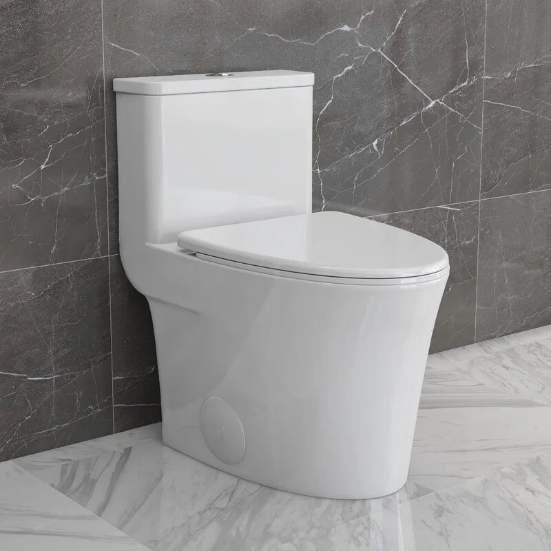 Deervalley Symmetry DV - 1F52807 One Piece Toilets 1.28 GPF Single Flush Elongated Toilet, Ceramic Compact Toilet in White