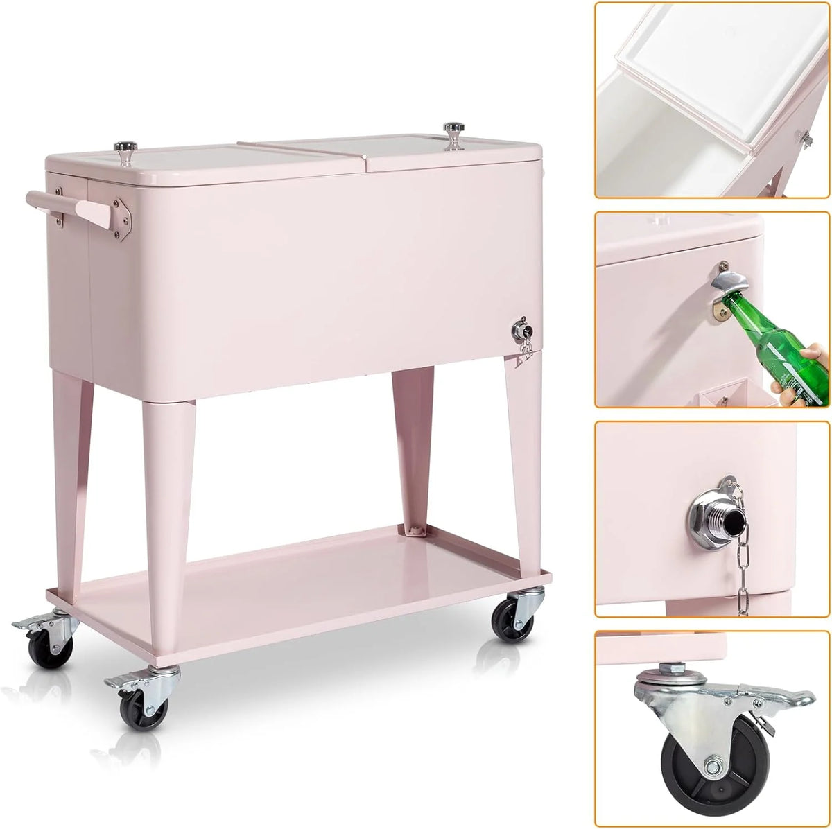 HEYWU 80 Quart Ice Chest Water Cooler with Bottle Opener, Milk White