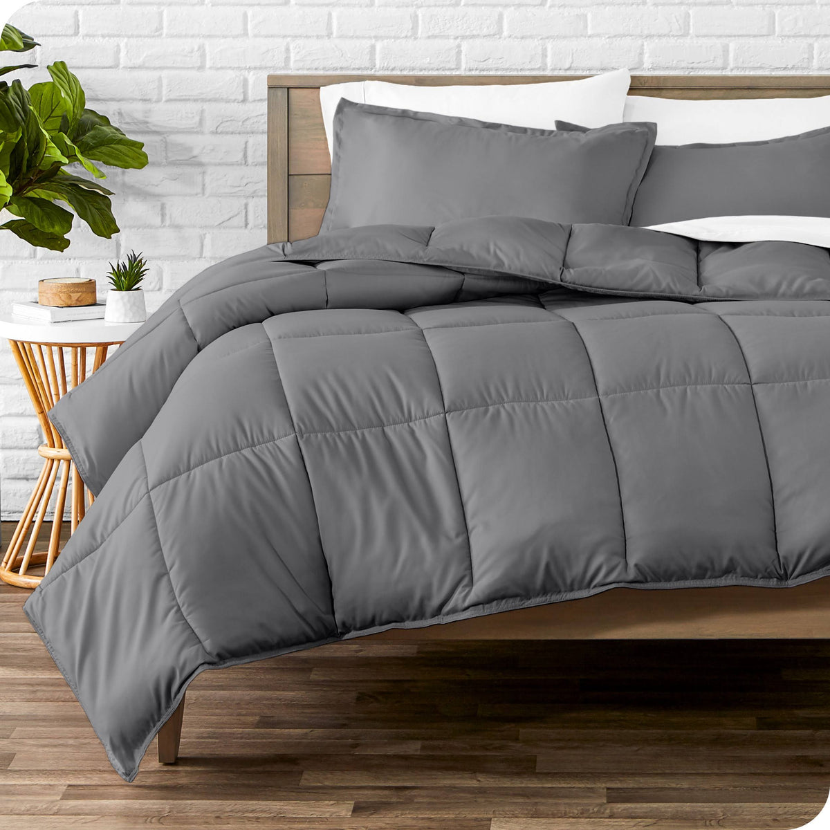 Bare Home Ultra-Soft Hypoallergenic Down Alternative Comforter Set Gray, Size: Full/Queen