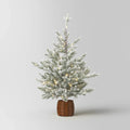 40" Pre-Lit LED Glitter Flocked Balsam Fir in Basket Mini Artificial Christmas Tree Warm White Lights - Wondershop