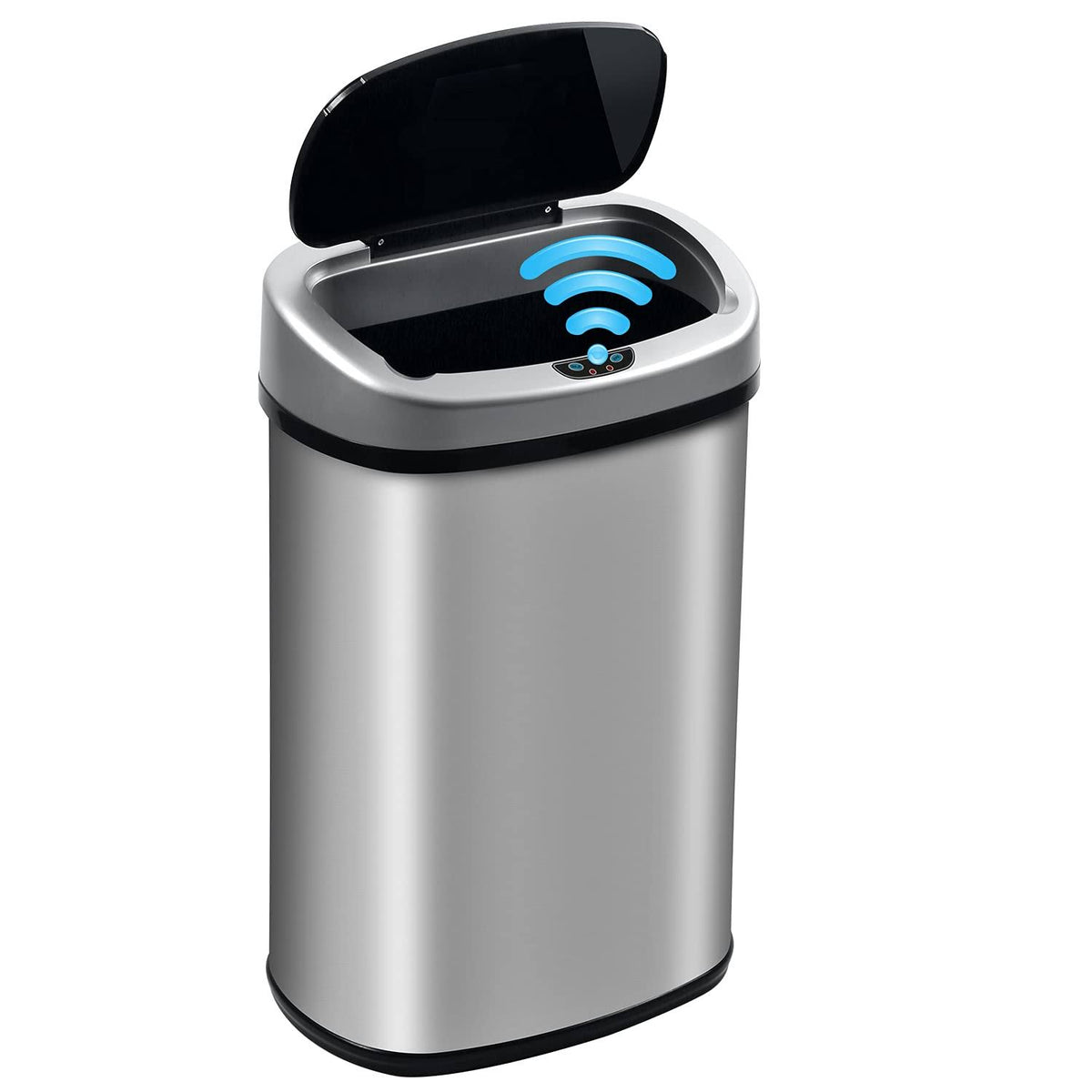 13 Gallon 50 Liter Kitchen Trash Can with Touch-Free & Motion Sensor, Automatic Stainless-Steel Garbage Can, Anti-Fingerprint Mute Designed Trash
