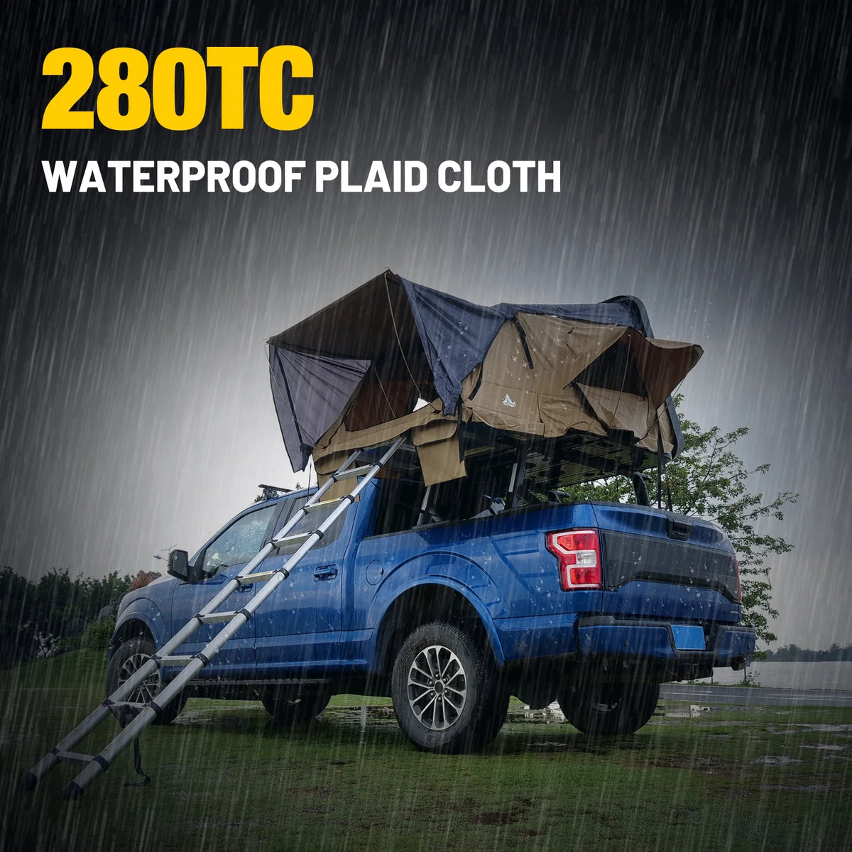 WOLFSTORM Hardshell Rooftop Tent, 2 - 3 Person, Khaki, Waterproof, 143.3 lb